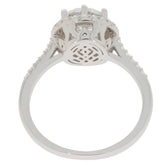 Back view of a Round White Moissanite Sterling Silver Ring showcasing the intricate setting and design.